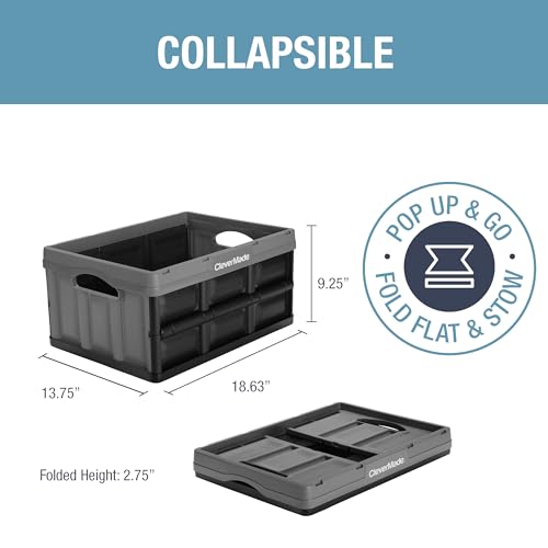 CleverMade Collapsible Storage Bins, 32L 3 Pack, 66 lb Stackable, Stone - color: Stone, size: 32l - 3 Pack