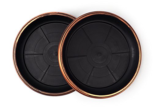 7" Decorative Heavy Duty Tray/Saucer (2 Pack) Rustic Medieval/French Country Look, Pot/Planter Base for Indoor/Outdoor Decor Use. Long Lasting, Reusable Light Weight (7 inches, Copper) - color: Copper, size: 7 inches