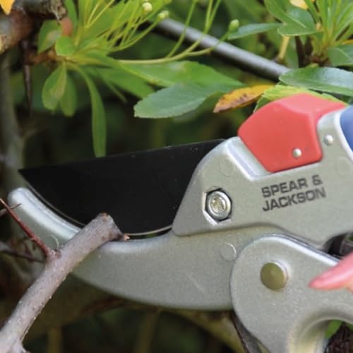 Spear & Jackson Razorsharp Geared Anvil Pruning Shears, Heavy Duty Garden Clippers for Thick Branches, Non-Slip Ergonomic Handles, Durable Steel Blades - size: Geared Anvil, style: Geared Anvil