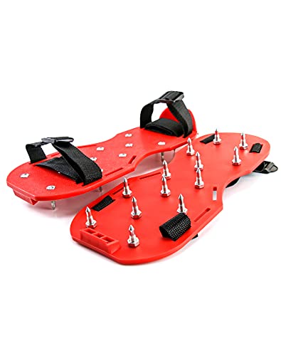 QWORK Gunite Spiked Shoes With 3/4” Short Spikes Perfect For Epoxy Floor, Overlays, Cover Installation, Green Color (Pair) - color: Red, size: 2 Pair