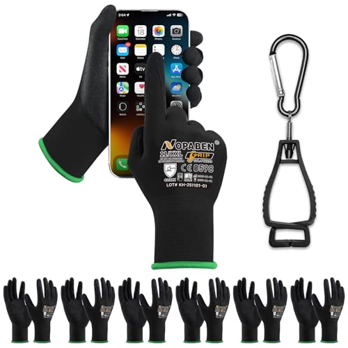 7 Pairs Safety Work Gloves Seamless Nylon Knit MicroFoam Nitrile Coated - size: XX-Large, style: 7 Pairs,black