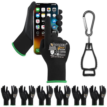 7 Pairs Safety Work Gloves Seamless Nylon Knit MicroFoam Nitrile Coated - size: XX-Large, style: 7 Pairs,black