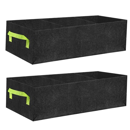 2 Pcs Plant Grow Bags with 3-Grids Breathable Fabric Garden Bed Planter - size: 90x30x20cm-2 Pack