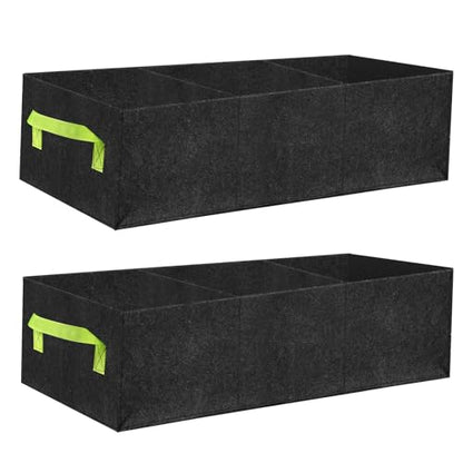 2 Pack Plant Grow Bags,Breathable Fabric Grow Bag with 3-Grids,400GSM Thickened Nonwoven Garden Bed,Rectangle Flower Planter Containers for Flower,Vegetable,Fruit,Growing Pot with Handles(90x30x20cm) - size: 90x30x20cm-2 Pack