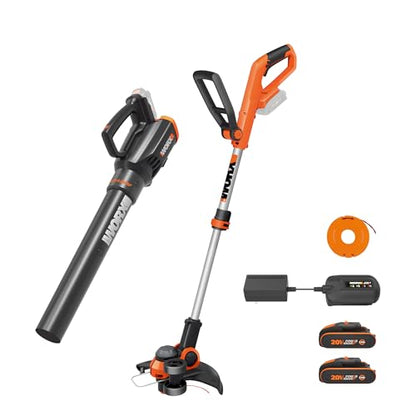 Worx 20V 12" 2-in-1 Cordless String Trimmer & 360CFM Leaf Blower Kit, WG929 - style: 12" Trimmer & 360 CFM Blower w/(2) 2.0Ah Batteries