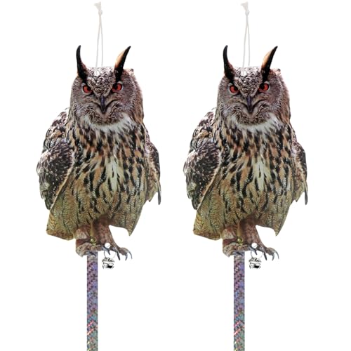 2PCS Hanging Flat Fake Owl, Plastic Owl to Scare Pigeon - color: Black Owl 2PCS
