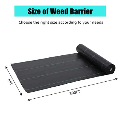 6ft X 300ft Weed Barrier Landscape Fabric Heavy Duty, Premium 2.4 oz Ground Cover Weed Block Gardening Mat, Easy Setup & Superior Weed Control, for Erosion Control, Weed Barrier - size: 6*300FT & 2.4oz