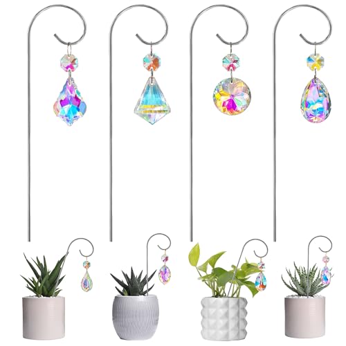 Set 4 Small Trellis with Crystal Prisms Suncatchers for Plant Decorations - style: 4pcs-Sliver-Crystal Prisms