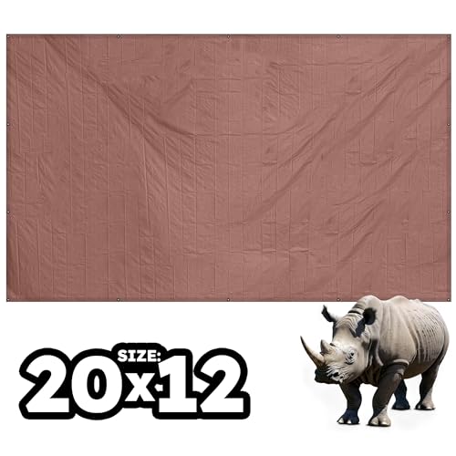 RENEGADE Industrial Tarp 20x12 ft Brown – Heavy Duty, Waterproof, UV-Resistant, PFAS-Free – Oversized Tarp for Construction, Landscaping, Farm Equipment & Weather Protection - color: Brown, size: 20X12