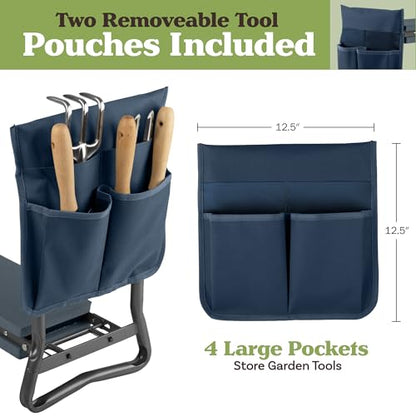 Pure Garden Garden Kneeler and Seat - Kneeling Pad Garden Stool with Tool Pouches - Gardening Gifts for Mom, Dad, Seniors, or Grandparents (Blue) - color: Blue and Gray