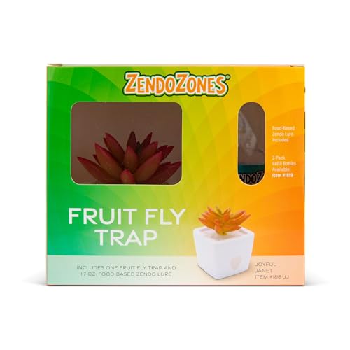 ZendoZones Fruit Fly Trap, Red Succulent, White, 6-Pack - size: 6-Pack