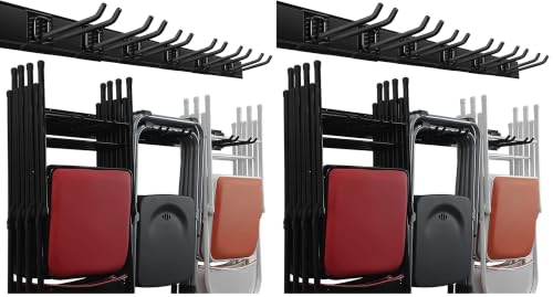 Wallmaster Garage Storage Organization Wall Mount, Garden Tool Rack Organizer Heavy Duty Folding Chair Hangers with 6 Adjustable Hooks 48inch Tracks Max Load 450lb (Pack of 2) - size: 6Hooks+3Panels (Pack of 2)