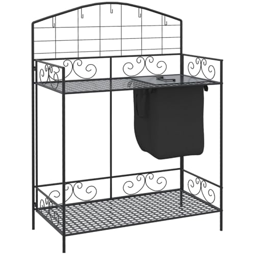 Folding Potting Bench Table Garden Workstation w/Shelf & Bag