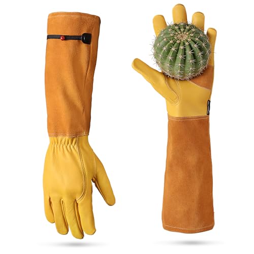 WORKPRO Gardening Gloves, Long Leather Garden Gloves for Women & Men