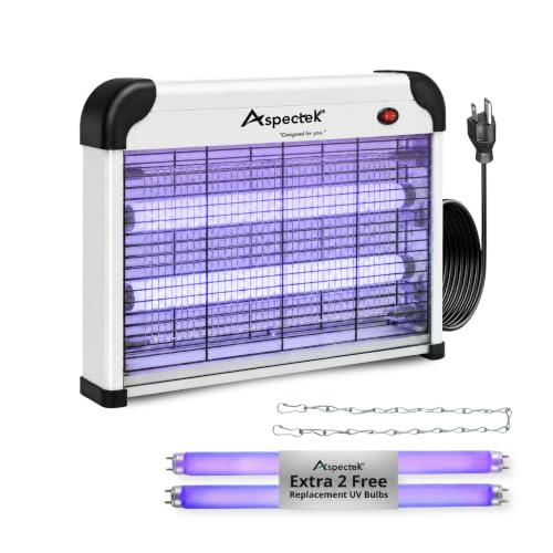 ASPECTEK Electric Bug Zapper, 20W UV Bulbs, Fly, Mosquito, Gnat and Moth Control, Indoor and Covered Outdoor Use for Home, Garage, Patio and Farm, Includes 2 Replacement Bulbs - style: 20W Bug Zapper + 2x10W Bulbs