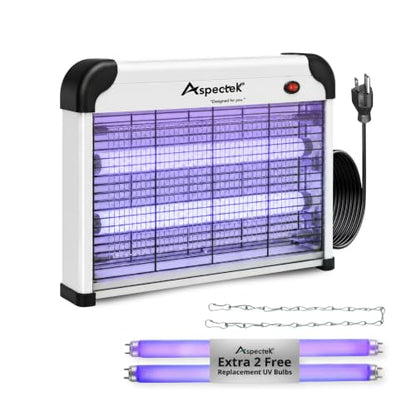 ASPECTEK Electric Bug Zapper, 20W UV Bulbs, Fly, Mosquito, Gnat and Moth Control, Indoor and Covered Outdoor Use for Home, Garage, Patio and Farm, Includes 2 Replacement Bulbs - style: 20W Bug Zapper + 2x10W Bulbs