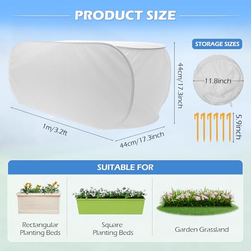 3Pcs Pop-Up Non-Woven Winter Plant Frost Covers, for Shrubs & Garden Beds - size: 3Pcs 39x17x17"