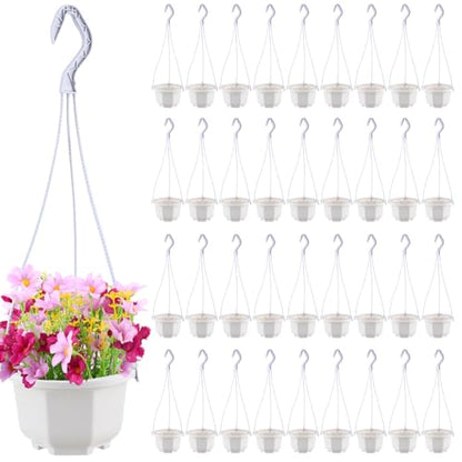 Roshtia 24 Pcs Hanging Planter Pot with Hook, Ceramic White, 5 Inch - color: Ceramic White, size: 5 Inch