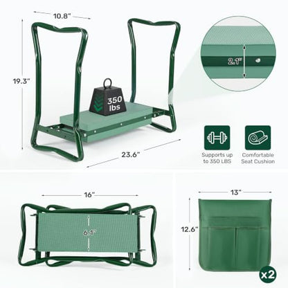 Garden Kneeler and Seat with 2 Tool Pouches for Gardening Work
