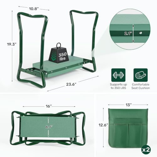 Garden Kneeler and Seat with 2 Tool Pouches for Gardening Work