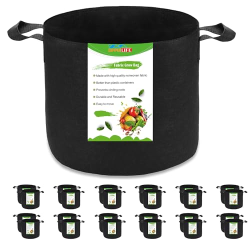 24-Pack 5 Gallon Grow Bags, Heavy Duty Aeration Fabric Pots with Handles for Garden and Planting, Pots for Plant - size: 5 Gallon
