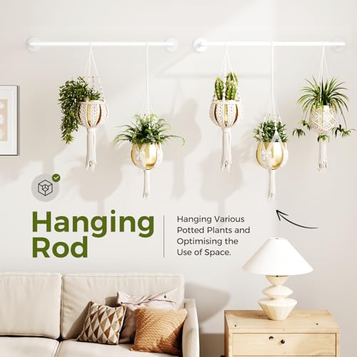 Bamworld Hanging Planters 2PCS for Indoor Plants Hanging Plant Holder - color: White Double, size: 36.2 Inch (pots not included)