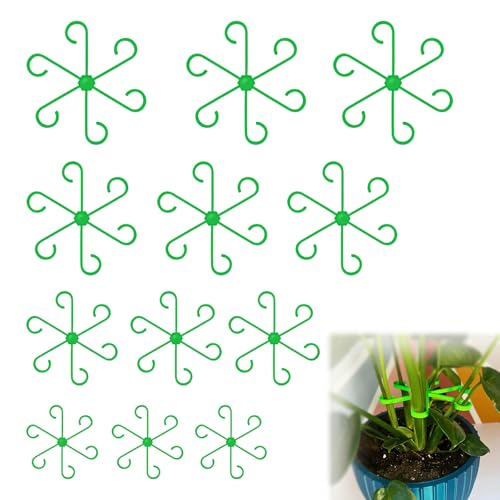 12pcs Climbing Houseplant Stem Supports,Plant stem Support Indoor Outdoor Use,Stem Hook Growth Accessories for Plant Garden, Promotes Upright Growth and Airflow(Green) - size: 12PCS