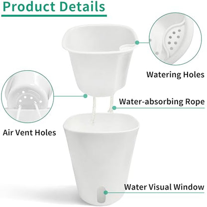 TCBWFY 5 Inch Self Watering Pots for Indoor Plants,5 Sets Self Watering Planter Pots with Visual Water Level Window and Multiple Vents,Self Watering Plant Pot for All House Plants,Flowers,Herbs - size: 5 Inch - 5 Sets