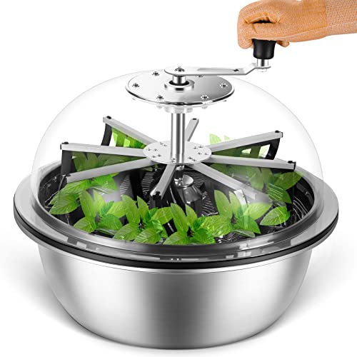 19 inch Bud Leaf Bowl Trimmer, Bud Bowl Trimmer with Switchable Stainless Steel Blades & Clear Visibility Dome, Hand Twist Spin Cutting Bud Trimmer for Buds, Flowers, Hydroponics Plants - size: 19"