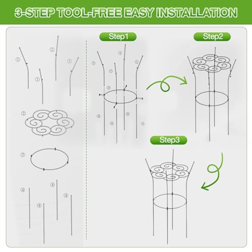 Peony Ring Metal Plant Support Cage 39in Rustproof for Roses
