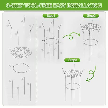 Peony Ring Metal Plant Support Cage 39in Rustproof for Roses