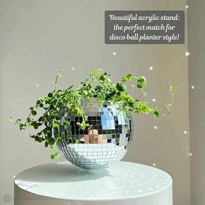 SCANDINORDICA Disco Ball Planter, Value Package, 8-inch Silver - size: 8" Silver