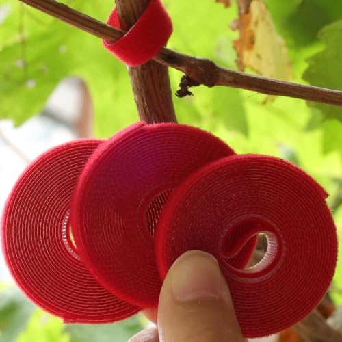 3Rolls Nylon Plant Ties Reusable Self Adhesive Plant Fastener Tape for Support Garden Supplies,200Ccm (Red) - color: Red