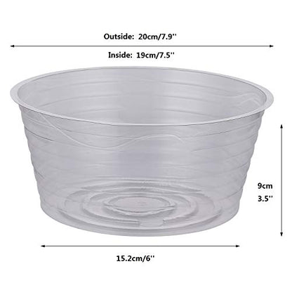 Idyllize 10 Pieces of 8 Inch Clear Thin Deep Plastic Plant Saucer Drip Tray for Pots (8'') - size: 8''