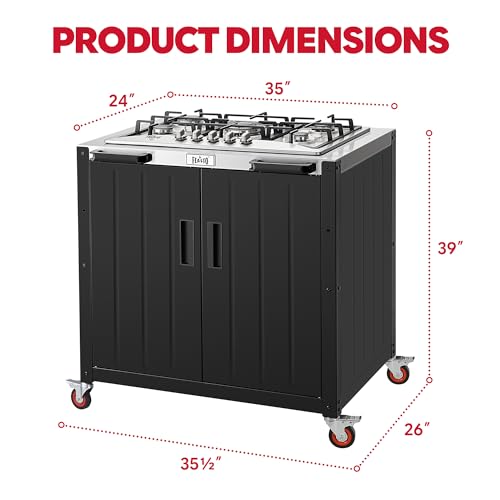Feasto Modular Outdoor Kitchen Island with 5-Burner Gas Stove and Storage - size: Outdoor Gas Stove