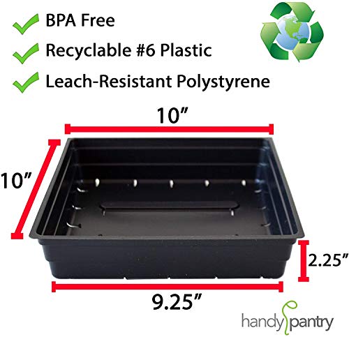 10" x 10" Garden Growing Trays with Drain Holes - 10-pack Recyclable Plastic Plant Trays for Wheatgrass Sprouting Tray, Microgreens Growing Trays, Hydroponic Trays, Nursery Flats, Greenhouse Supplies - style: With drain holes