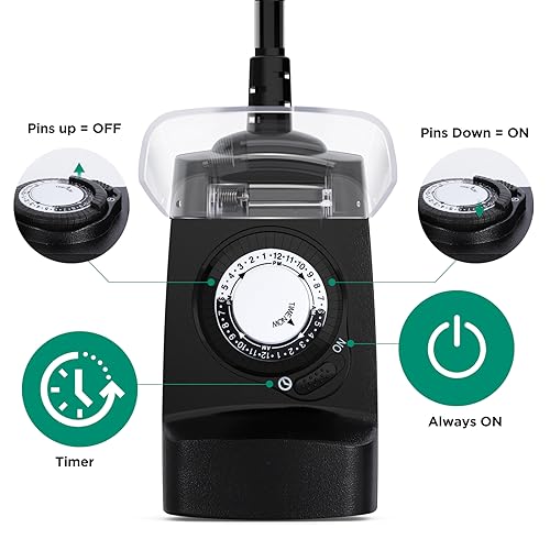 G-Homa 24 Hour Mechanical Outdoor Timer Outlet, Outdoor Timer for Lights, 3-Prong Outdoor Light Timer Waterproof for Home and Garden 15A 1/2HP Heavy Duty, CSA Listed [2 Packs] - style: 1/2HP 2Pack