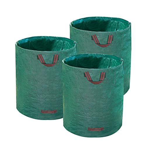 Hugeleaf 3 Pack 72 Gallon Reusable Yard Waste Bags, Collapsible Leaf Bags