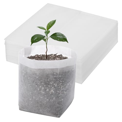 Fabric Grow Bags - 7.9x7.9 inches Breathable Seed Starter Plant Grow Bags for Seedling Pots, Nursery Pots for Plants, 100pcs - color: White, size: 7.9"x7.9"/Pack of 100