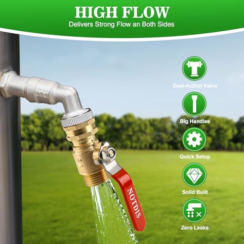 Brass Garden Hose Shut Off Valve with Full-Flow Design - Heavy Duty 3/4" GHT Connector, 304 Stainless Steel Handle - 2 Pack (Corrosion-Resistant) - style: 1 way hose splitter 2Pcs