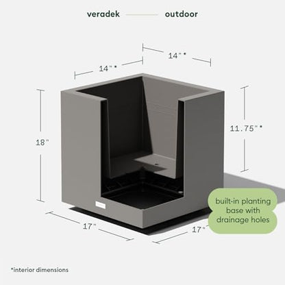 Veradek Block Series Cube Planter - Square Outdoor Planter - color: Gray, size: Small - 2 Pack