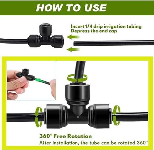 15Pack Quick Connect 1/4" Drip Irrigation Tee Connectors - size: 15PCS irrigation accessories