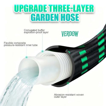 Garden Hose 25FT Lightweight Kink-Free Thick Grip Outdoor - color: Green