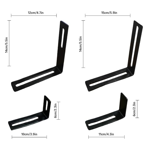 Adjustable Planter Box Brackets, Window Boxes Planters, Heavy-Duty Planters Hanging Flower Box Holders,for Mounting Railing Windowsills, Garden, Fences, and Balcony (4 Pack Black)