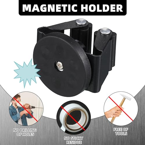 Vercraft 10 Pcs Magnetic Broom Holder Wall Mounted Anti Slip Rack,Black - color: Black