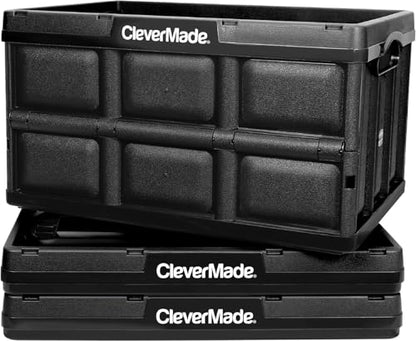 CleverMade Collapsible Storage Bin (100% Recycled) - 46L - Obsidian (3PK) - color: Obsidian, size: 46l - 3 Pack