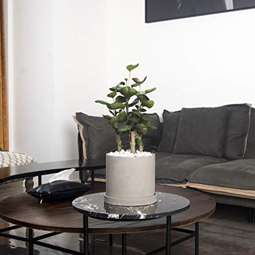 Ekirlin 9 Inch Flower Plant Pot Indoor - Grey Cement Garden Planter Concrete Planter with Drain Hole Saucer, Modern Succulents Containers for Home Decor, Office & Outdoor - size: 9 inch single