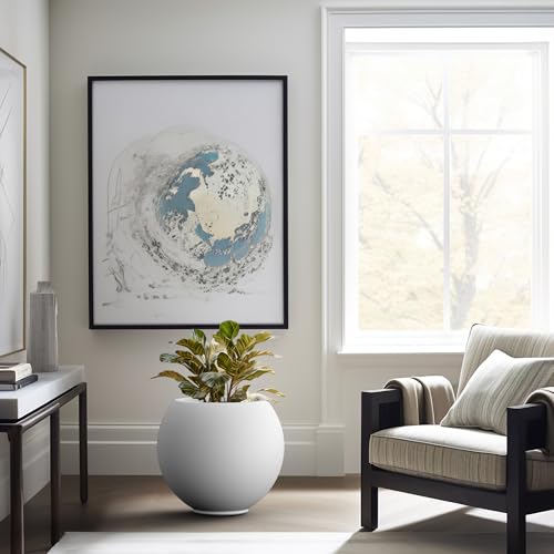 Kante Accent Round Sphere White Concrete Planter 19.3" Dia, Outdoor - color: White, size: 19.3"w x 16.5"h