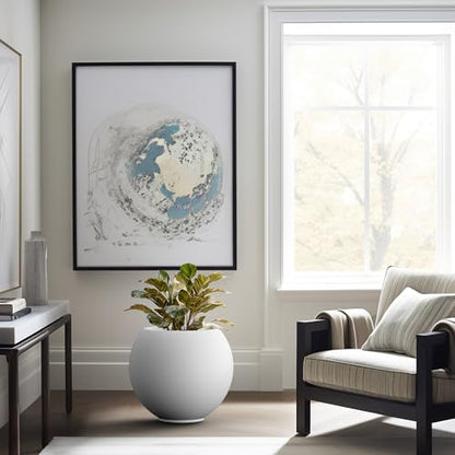Kante Accent Round Sphere White Concrete Planter 19.3" Dia, Outdoor - color: White, size: 19.3"w x 16.5"h