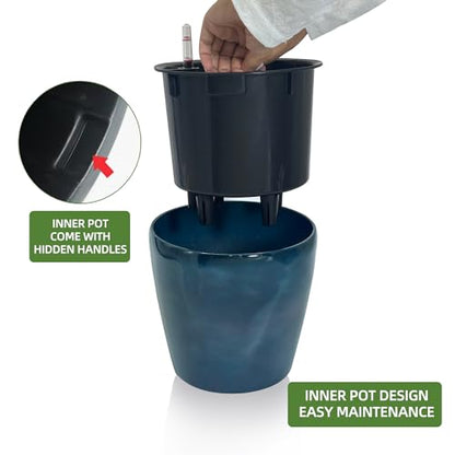 Dexceder 9x8 Self Watering Planter (Grayish Green Gradient) - color: Grayish Green, size: 9x8
